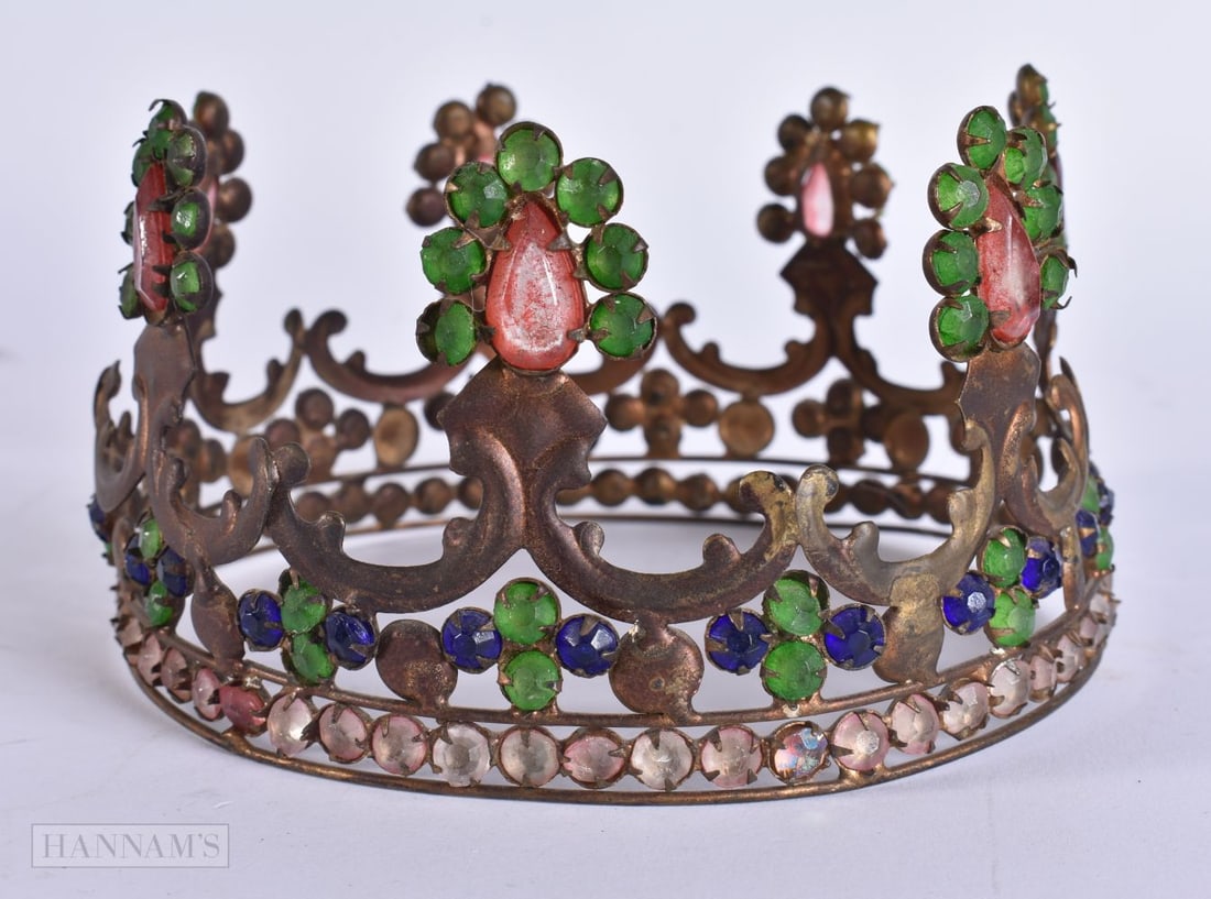 A RARE FRENCH NAPOLEONIC JEWELLED CROWN. 12 cm wide. (1 of 4)