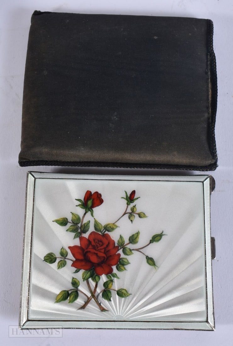 A SILVER AND ENAMEL CIGARETTE CASE. 164 grams. 10 cm x 8.5 cm. (1 of 6)