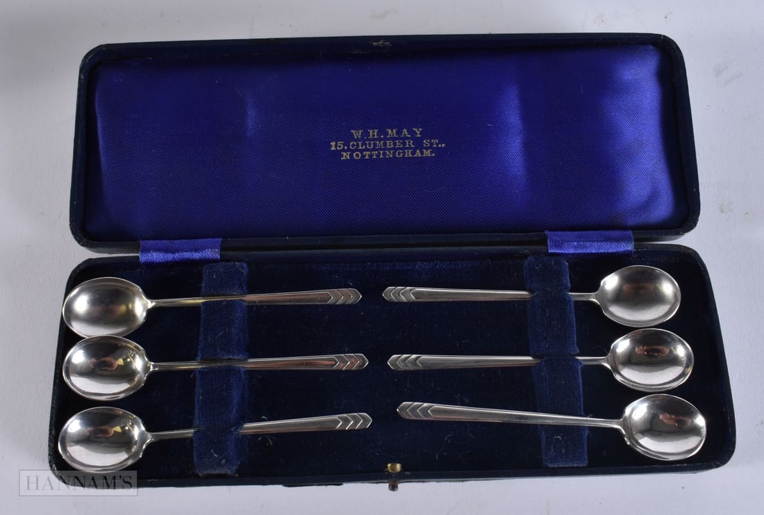 A SET SIX SILVER SPOONS. 36 grams. (6) (1 of 5)