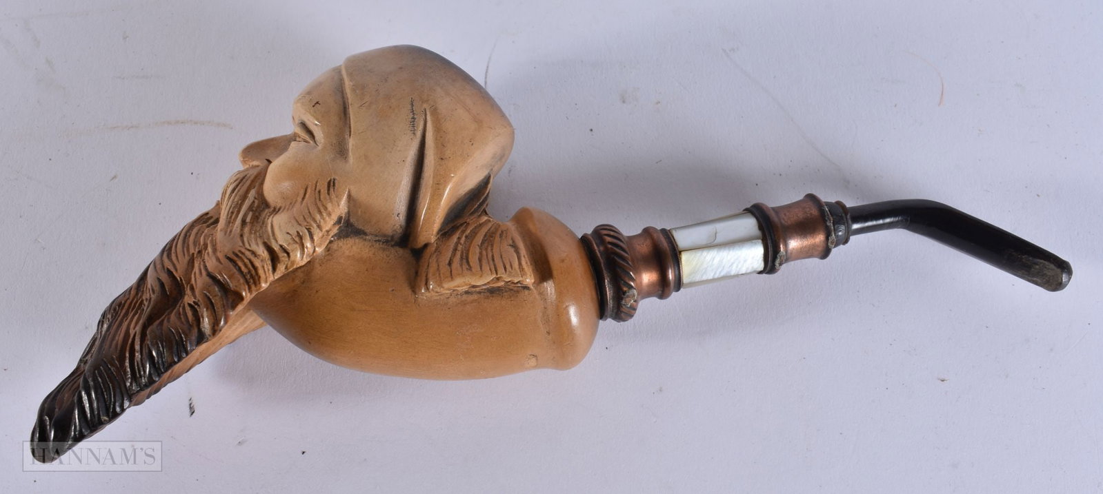 A VICTORIAN BEARDED TURKISH MALE MEERSCHAUM PIPE. 20 cm long. (1 of 4)