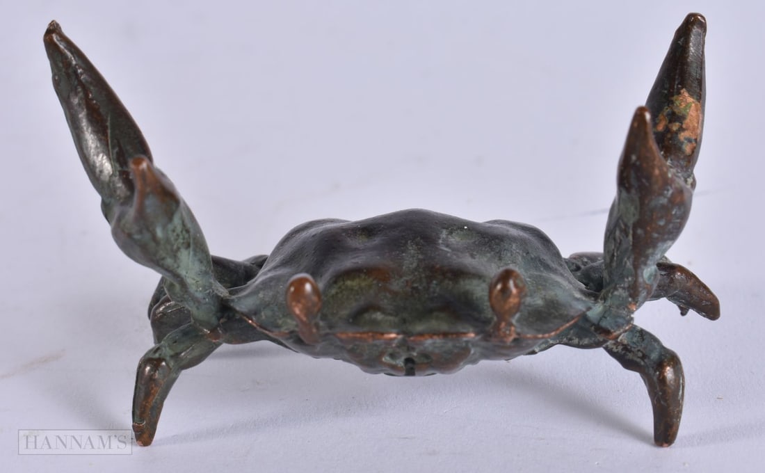 A JAPANESE BRONZE CRAB. 7 cm x 4 cm. (1 of 3)