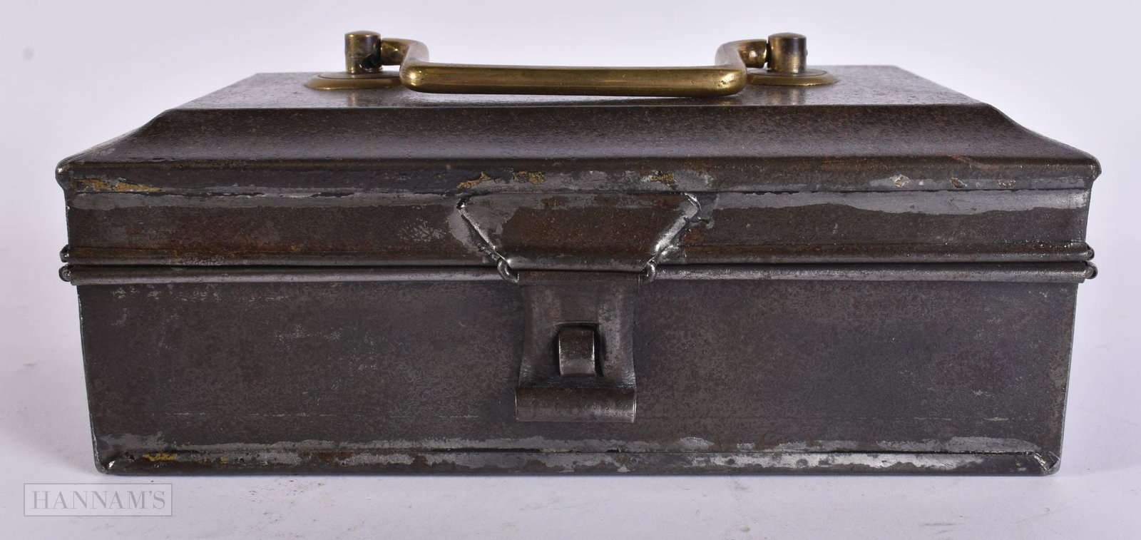 AN ANTIQUE STEEL SPICE CONTAINER. 21 cm x 12 cm. (1 of 5)
