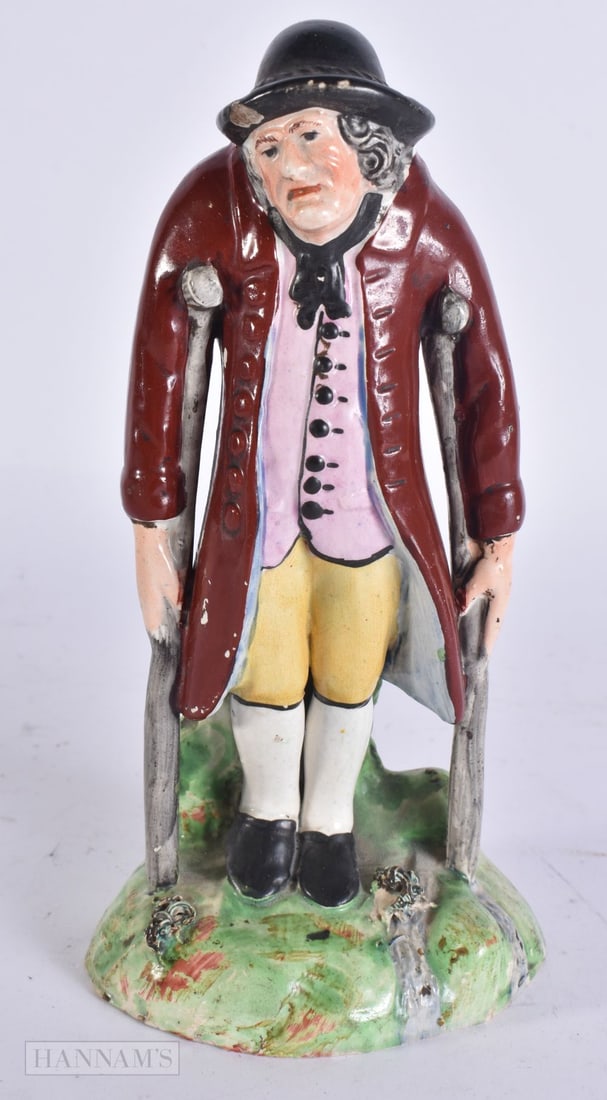 AN EARLY 19TH CENTURY PEARLWARE FIGURE OF A MALE. 20 cm high.: AN EARLY 19TH CENTURY PEARLWARE FIGURE OF A MALE. 20 cm high.