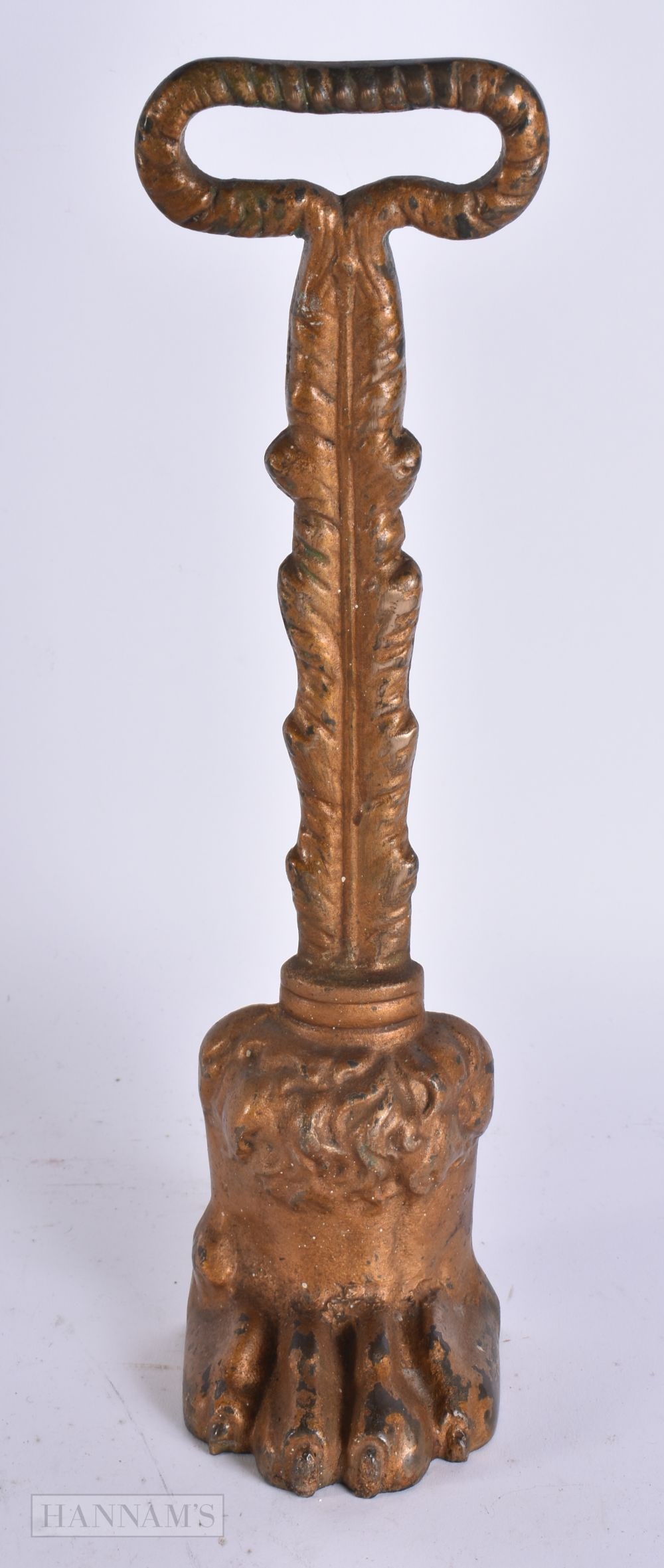 A GEORGE III CAST IRON PAW DOOR STOP. 34 cm high. (1 of 4)