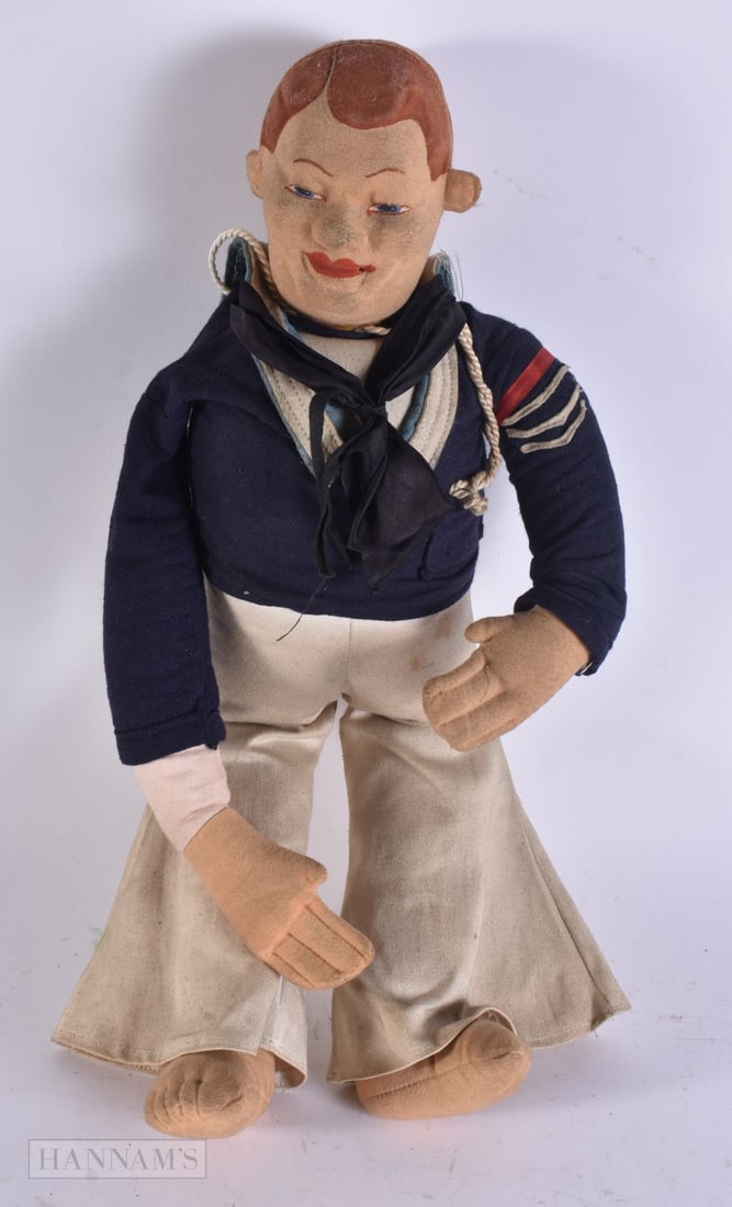 A VINTAGE FELT SAILORS DOLL. 44 cm long. (1 of 4)