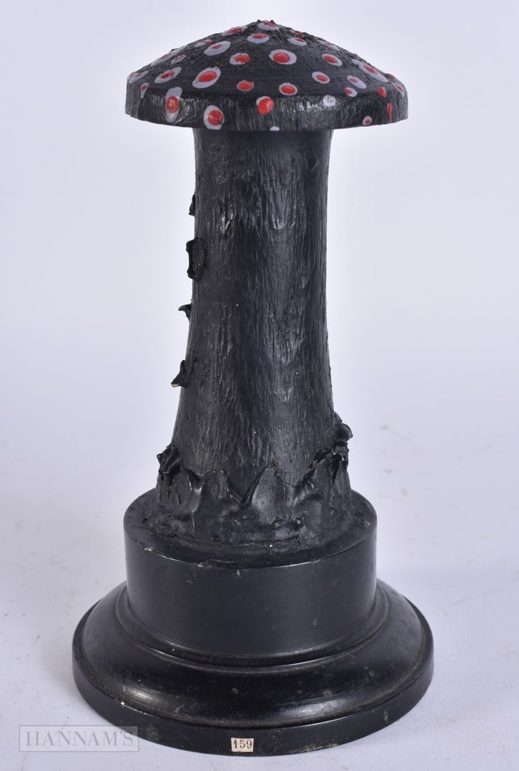 A FOLK ART CARVED WOOD MUSHROOM SPECIMEN. 17 cm high. (1 of 4)