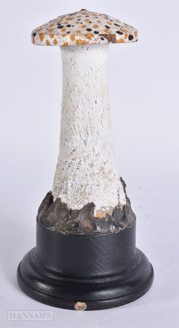 A FOLK ART CARVED WOOD MUSHROOM SPECIMEN. 18 cm high. (1 of 4)