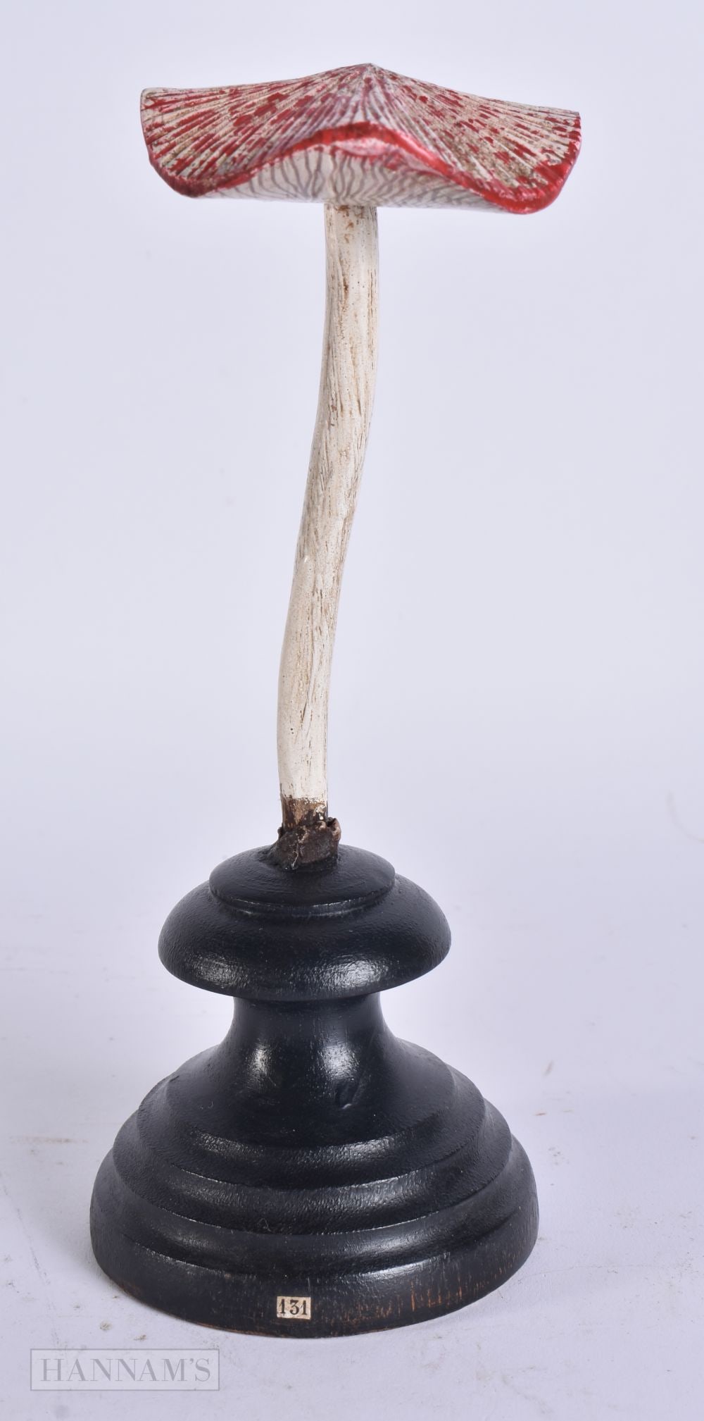 A FOLK ART CARVED WOOD MUSHROOM SPECIMEN. 18 cm high.: A FOLK ART CARVED WOOD MUSHROOM SPECIMEN. 18 cm high.
