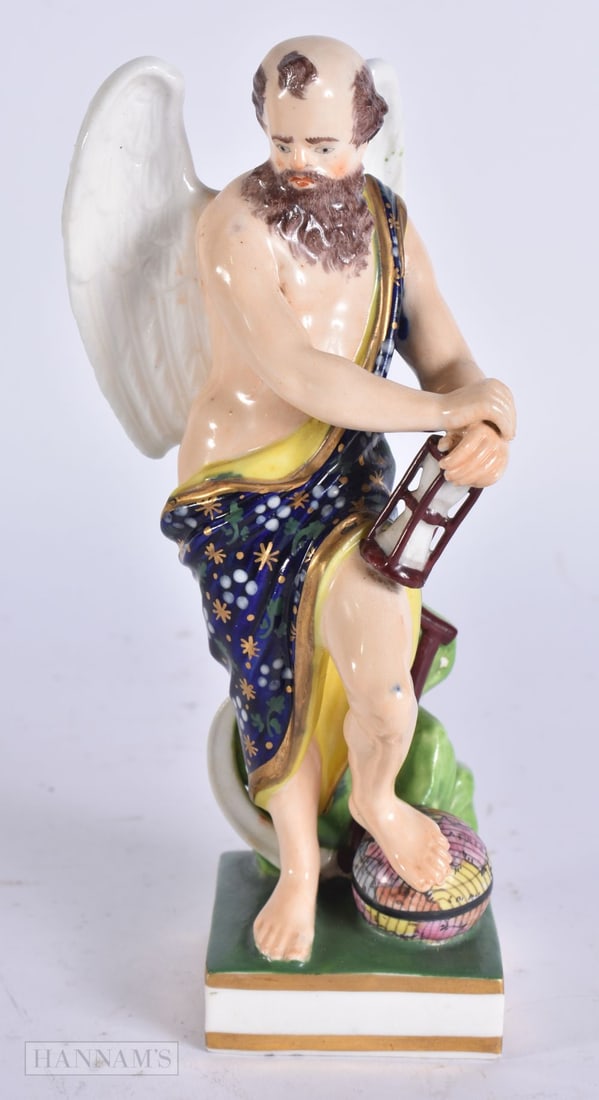 AN EARLY 19TH CENTURY DERBY PORCELAIN FIGURE OF A WINGED MALE. 15 cm high.: AN EARLY 19TH CENTURY DERBY PORCELAIN FIGURE OF A WINGED MALE. 15 cm high.