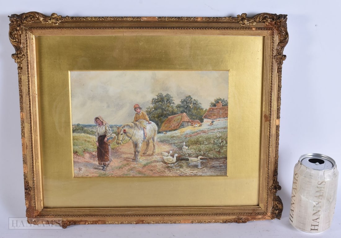 Miles Birkett Foster (19th Century) Watercolour, Pastoral scene. 40 cm x 34 cm, image 24 cm x 17.5 c (1 of 7)