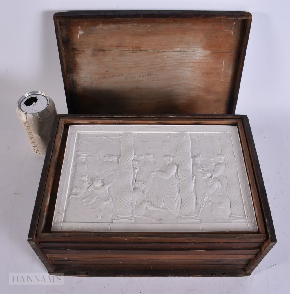 A BOXED SET OF ANTIQUE GRAND TOUR PLASTER PANELS by F Henning, 32 cm x 24 cm. (|qty): A BOXED SET OF ANTIQUE GRAND TOUR PLASTER PANELS by F Henning, 32 cm x 24 cm. (|qty)