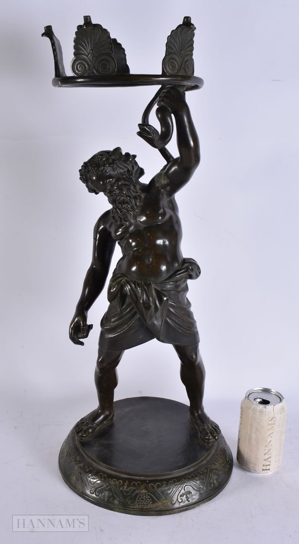 A LARGE 19TH CENTURY ITALIAN GRAND TOUR BRONZE FIGURE OF THE DRUNKEN SILENUS. 60 cm high.: A LARGE 19TH CENTURY ITALIAN GRAND TOUR BRONZE FIGURE OF THE DRUNKEN SILENUS. 60 cm high.