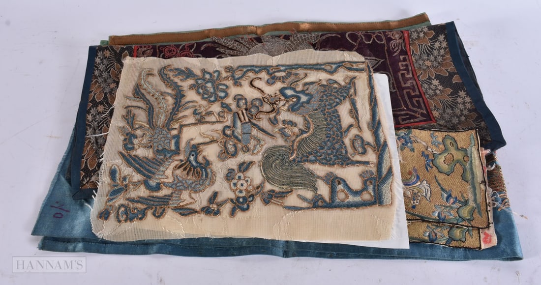 ASSORTED LATE 19TH CENTURY CHINESE SILK EMBROIDERIES. (qty) (1 of 8)