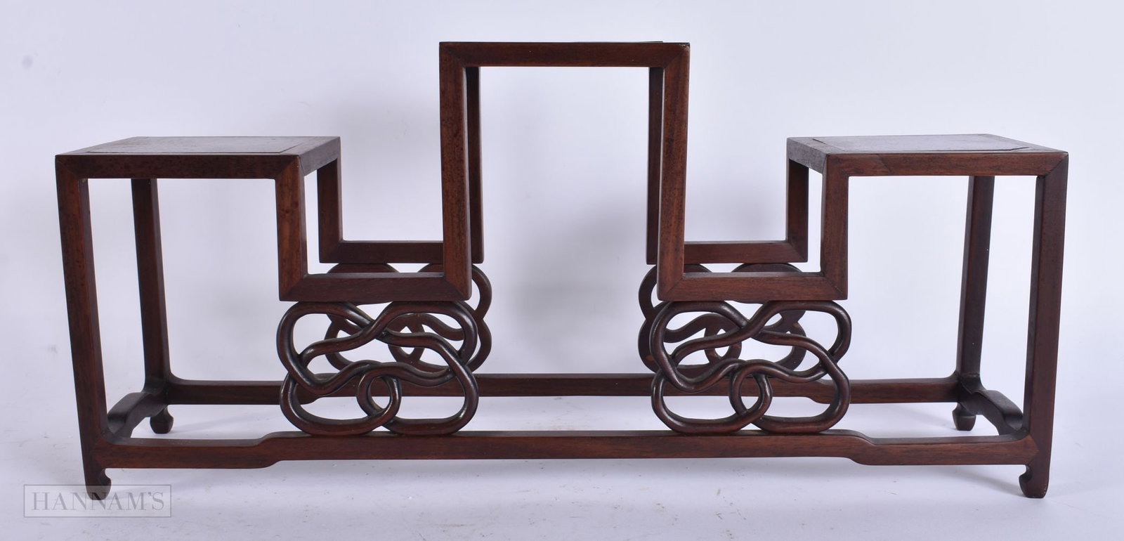 A LATE 19TH CENTURY CHINESE HUANGHUALI WOOD SCHOLARS STAND Late Qing. 36 cm x 18 cm. (1 of 6)