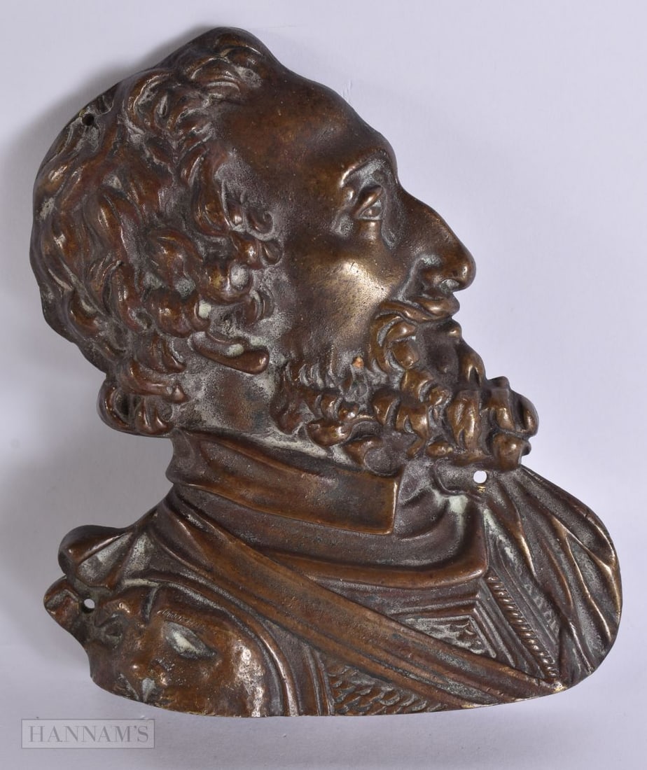 A 19TH CENTURY GRAND TOUR BRONZE PORTRAIT PLAQUE. 15 cm x 10 cm. (1 of 3)