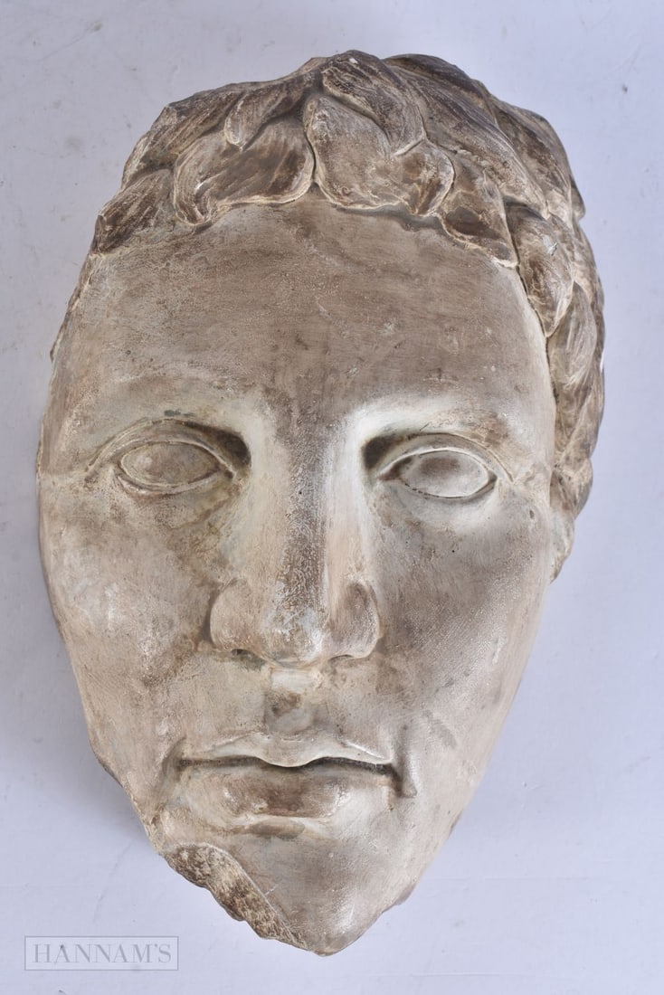 A 19TH CENTURY GRAND TOUR PLASTER HEAD OF A MALE After the Antiquity. 24 cm x 14 cm. (1 of 5)