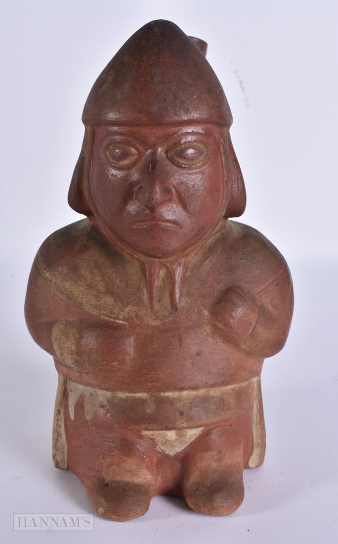 A SOUTH AMERICAN POTTERY FIGURAL VESSEL. 20cm high. (1 of 4)