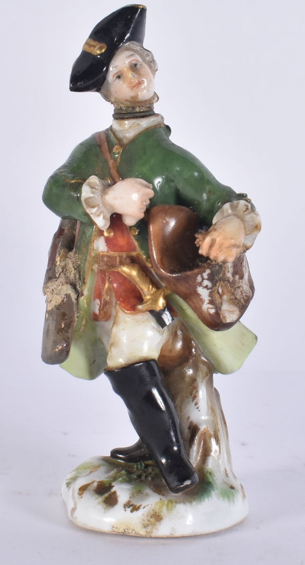 A RARE MEISSEN PORCELAIN SCENT BOTTLE formed as a soldier. 8 cm high. (1 of 5)