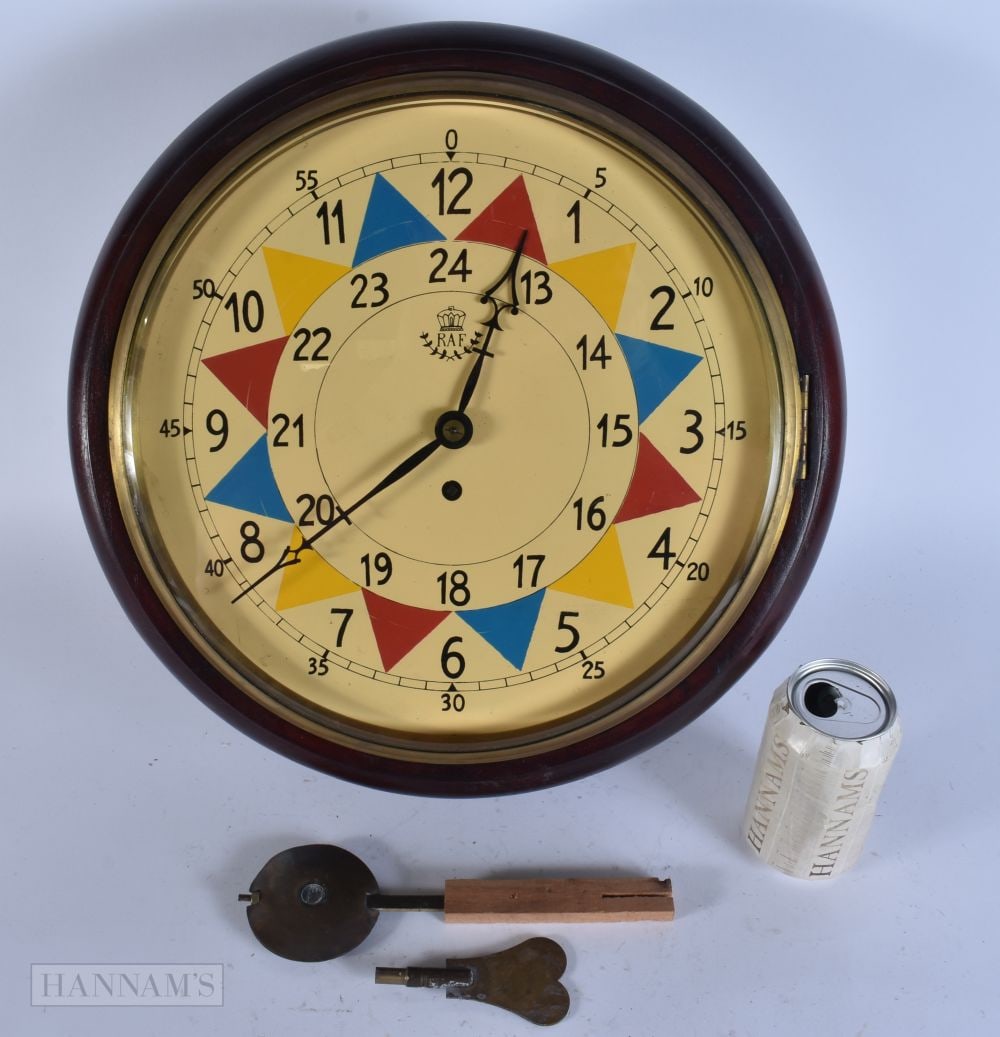 AN RAF FUSEE WALL CLOCK. 36 cm wide. (1 of 6)