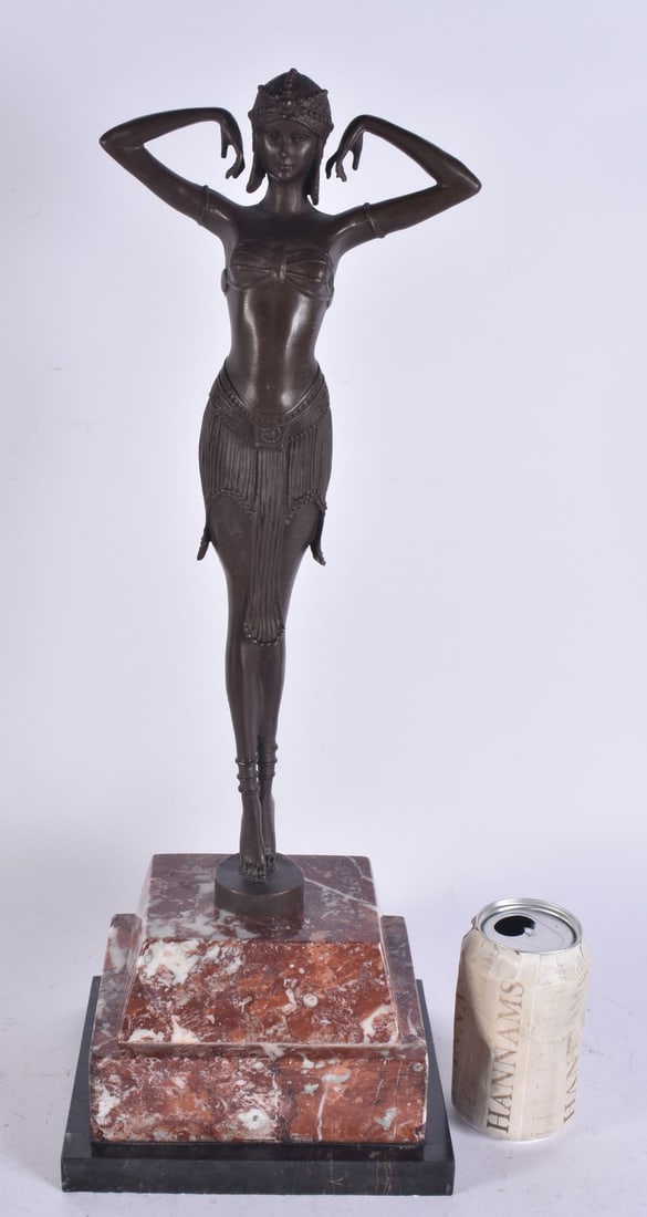 A LARGE BRONZE FIGURE OF A FLAPPER GIRL. 50 cm high.: A LARGE BRONZE FIGURE OF A FLAPPER GIRL. 50 cm high.