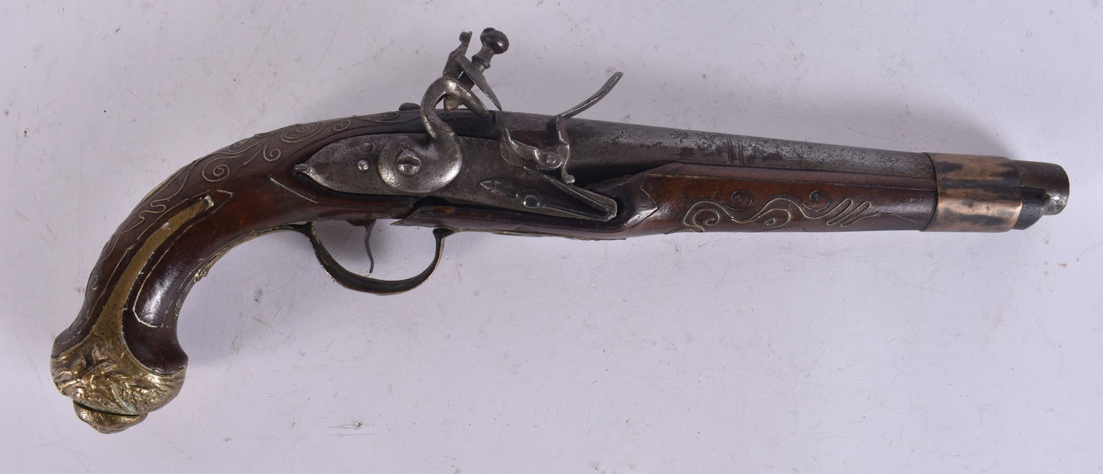 AN ANTIQUE PISTOL. 36 cm wide. (1 of 6)