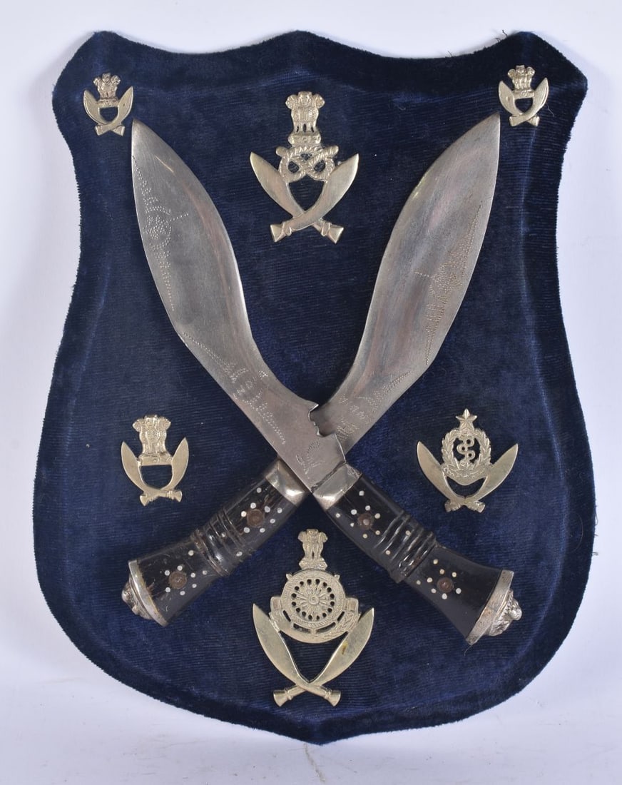 A GURKHA KNIFE DISPLAY. 27cm x 18 cm. (1 of 6)