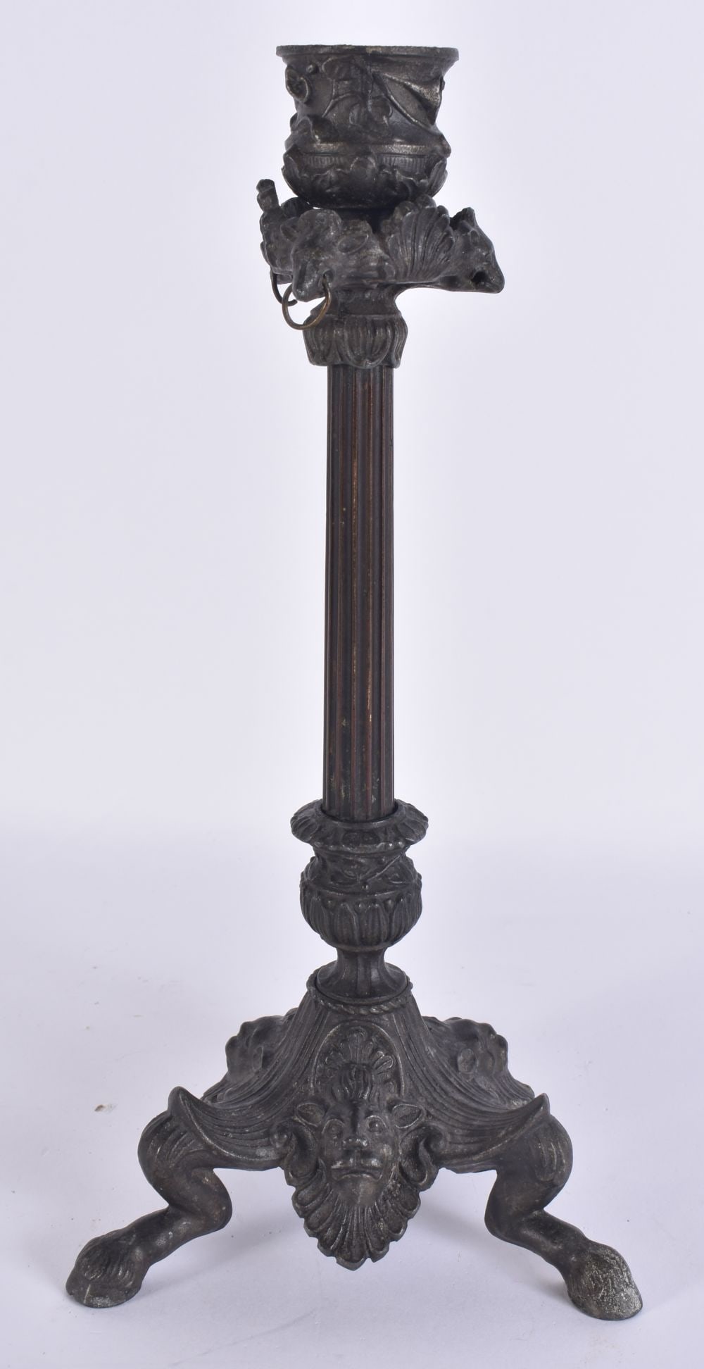 AN ENGLISH REGENCY BRONZE CANDLESTICK. 27cm high. (1 of 7)
