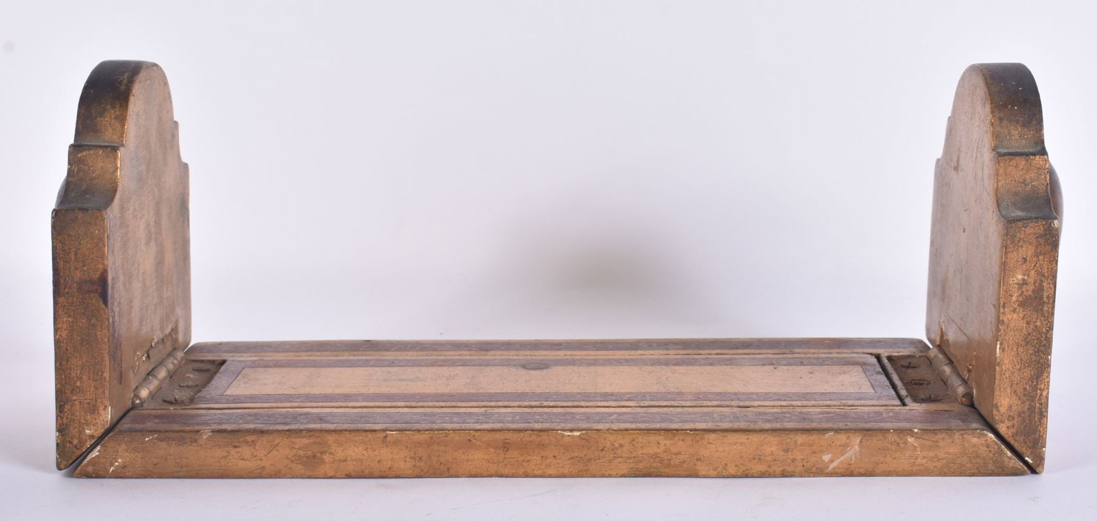 AN ANTIQUE VENETIAN GILT WOOD PAINTED BOOK SLIDE. 28cm x 10 cm. (1 of 5)