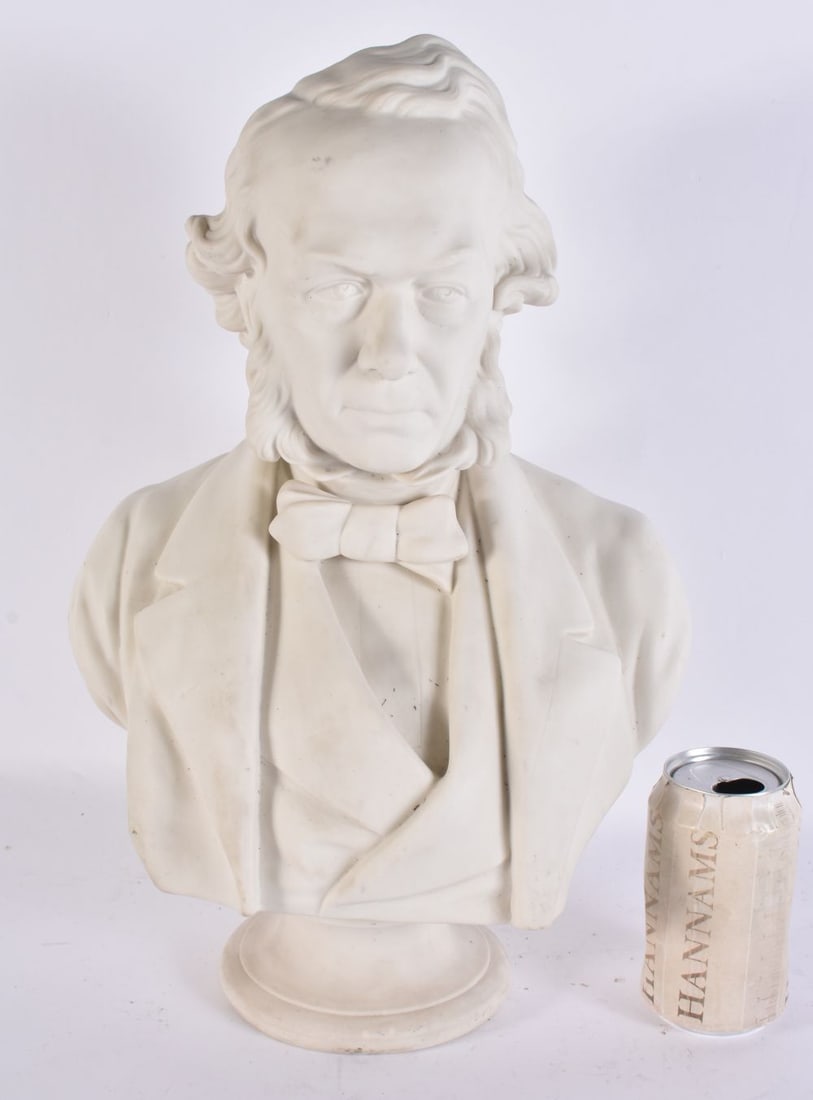 A LARGE 19TH CENTURY ENGLISH PARIAN WARE PORCELAIN BUST OF A MALE. 42 cm x 20cm. (1 of 7)