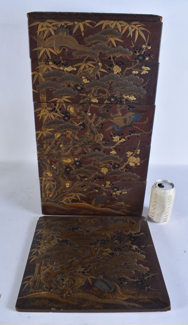 A MONUMENTAL SET OF 18TH/19TH CENTURY JAPANESE EDO PERIOD LACQUER STACKING BOXES beautifully decorat (1 of 20)