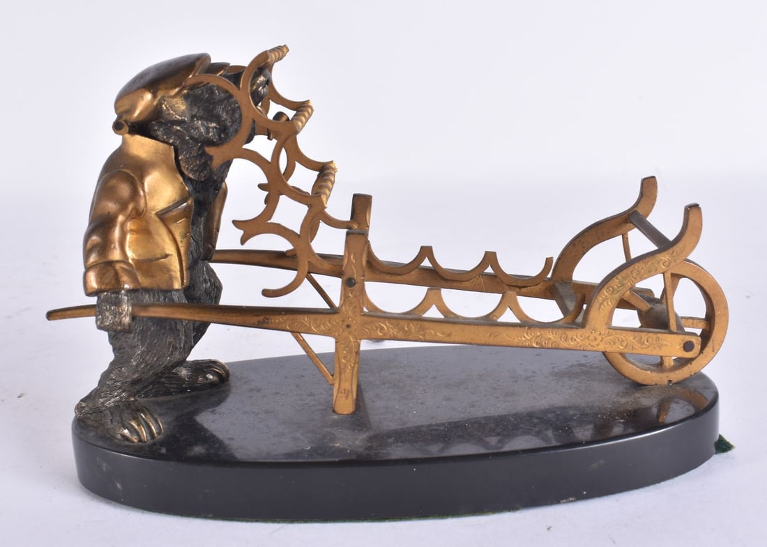 AN UNUSUAL 19TH CENTURY BRONZE AND SILVERED BRONZE NOVELTY PIPE RACK with Royal Provenance. 18 cm x (1 of 8)
