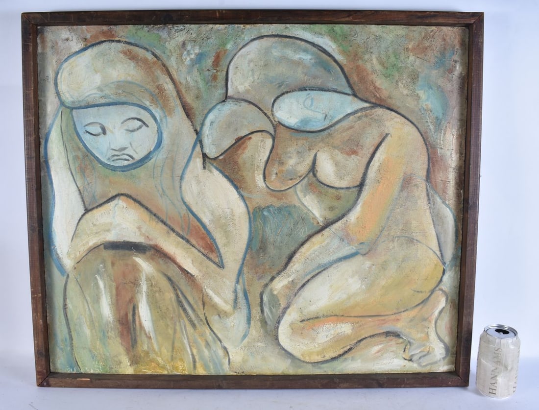 European School (Early to Mid 20th Century) Oil on board, Abstract females. 74 cm x 64 cm, image 70: European School (Early to Mid 20th Century) Oil on board, Abstract females. 74 cm x 64 cm, image 70 cm x 58 cm.