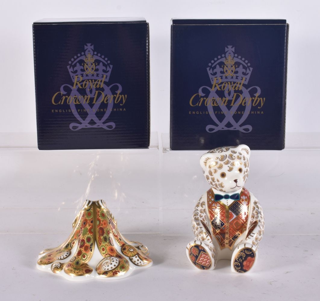 TWO ROYAL CROWN DERBY PAPERWEIGHTS Teddy bear & Paplim octopus. (2) (1 of 3)