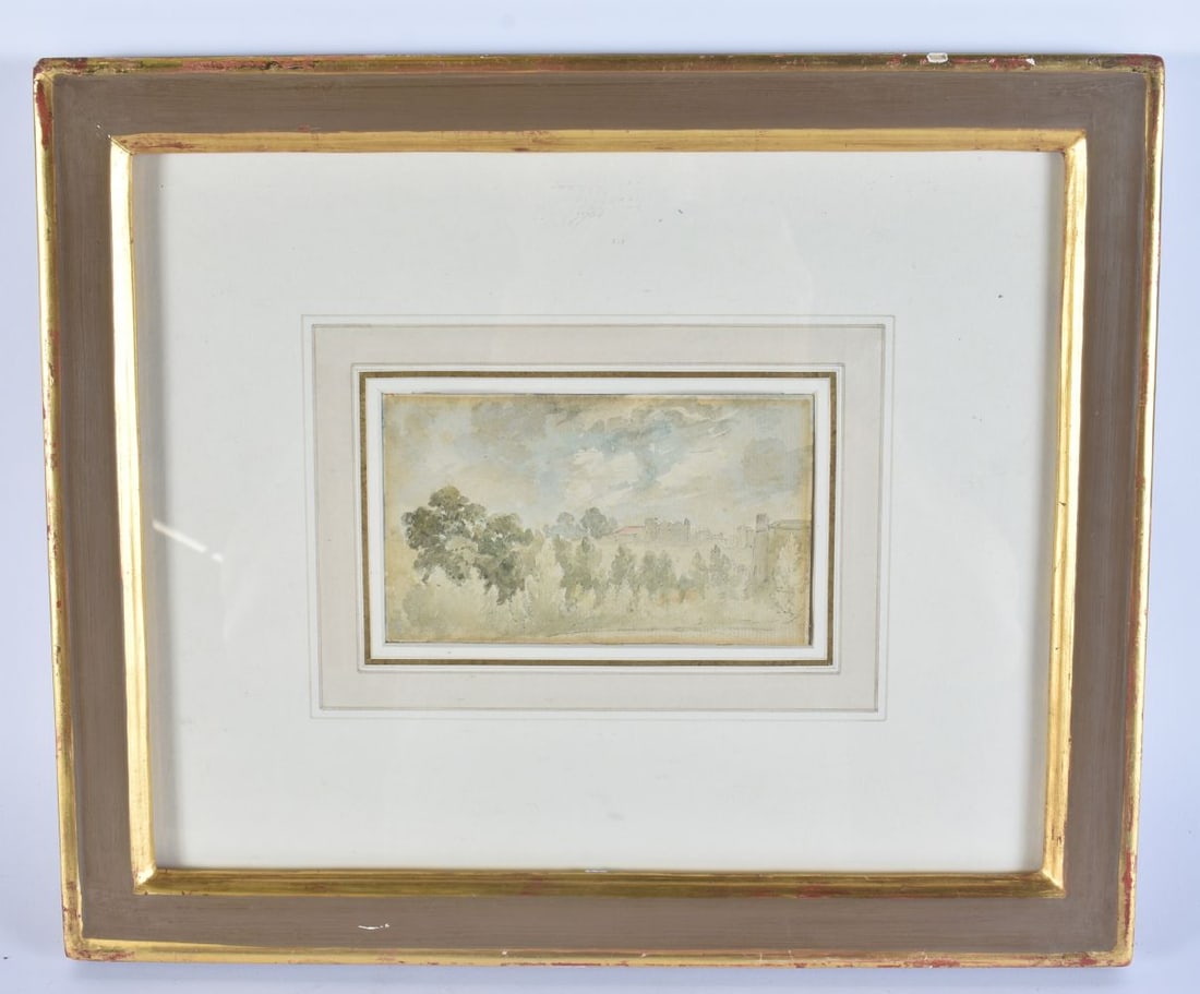 Attributed to John Constable (1776-1837) Watercolour, Landscape with buildings. 38 cm x 32 cm, image (1 of 7)