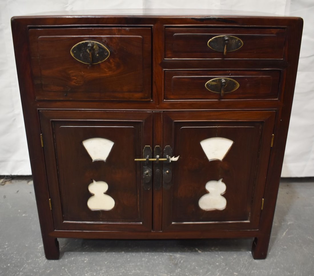 A 19TH CENTURY CHINESE CARVED HUANGHUALI WOOD CABINET Late Qing. 79 cm x 75 cm x 49 cm. (1 of 14)