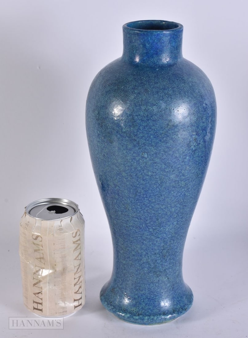 A 19TH CENTURY CHINESE ROBINS EGG PORCELAIN BALUSTER VASE Late Qing. 30cm high. (1 of 4)