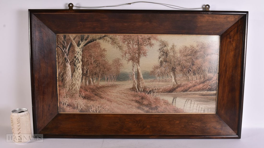 A 19TH CENTURY JAPANESE MEIJI PERIOD EMBROIDERED LANDSCAPE PANEL. 80 cm x 48 cm, image 62 cm x 34 cm: A 19TH CENTURY JAPANESE MEIJI PERIOD EMBROIDERED LANDSCAPE PANEL. 80 cm x 48 cm, image 62 cm x 34 cm.