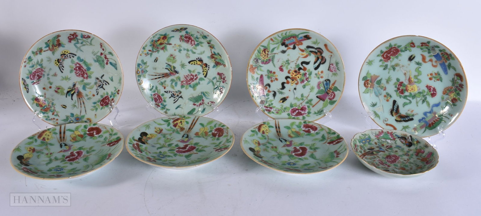 ASSORTED 19TH CENTURY CHINESE CANTON CELADON PLATES. Largest 15 cm wide. (qty) (1 of 2)
