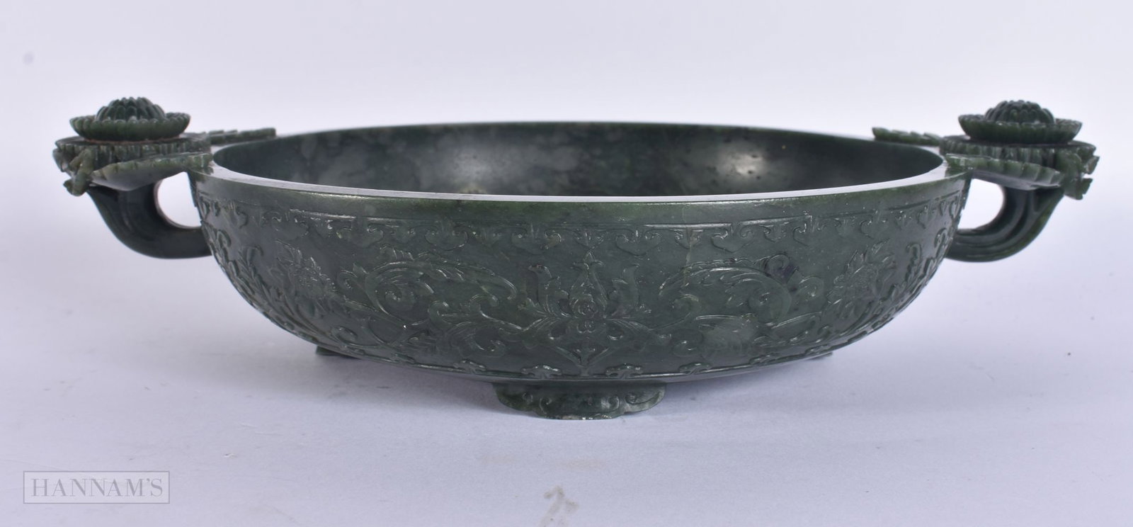 A FINE AND RARE 18TH/19TH CENTURY CHINESE MUGHAL STYLE SPINACH JADE MARRIAGE BOWL Qianlong/Jiaqing, (1 of 19)