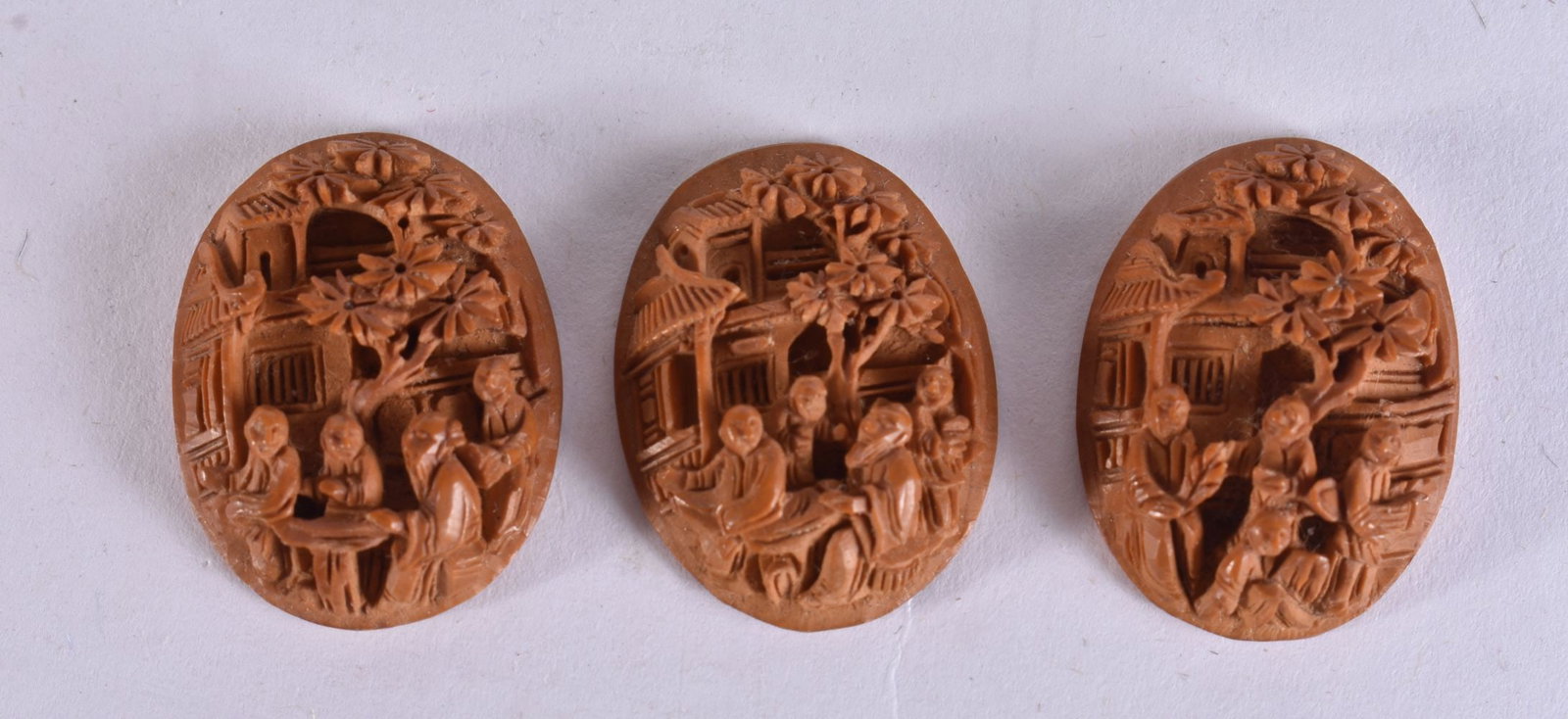 THREE 19TH CENTURY CHINESE CARVED NUTS Qing. 2.5 cm x 2 cm. (3) (1 of 5)