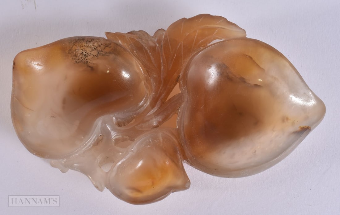 A LATE 19TH CENTURY CHINESE CARVED AGATE BRUSH WASHER Late Qing. 10 cm wide. (1 of 3)