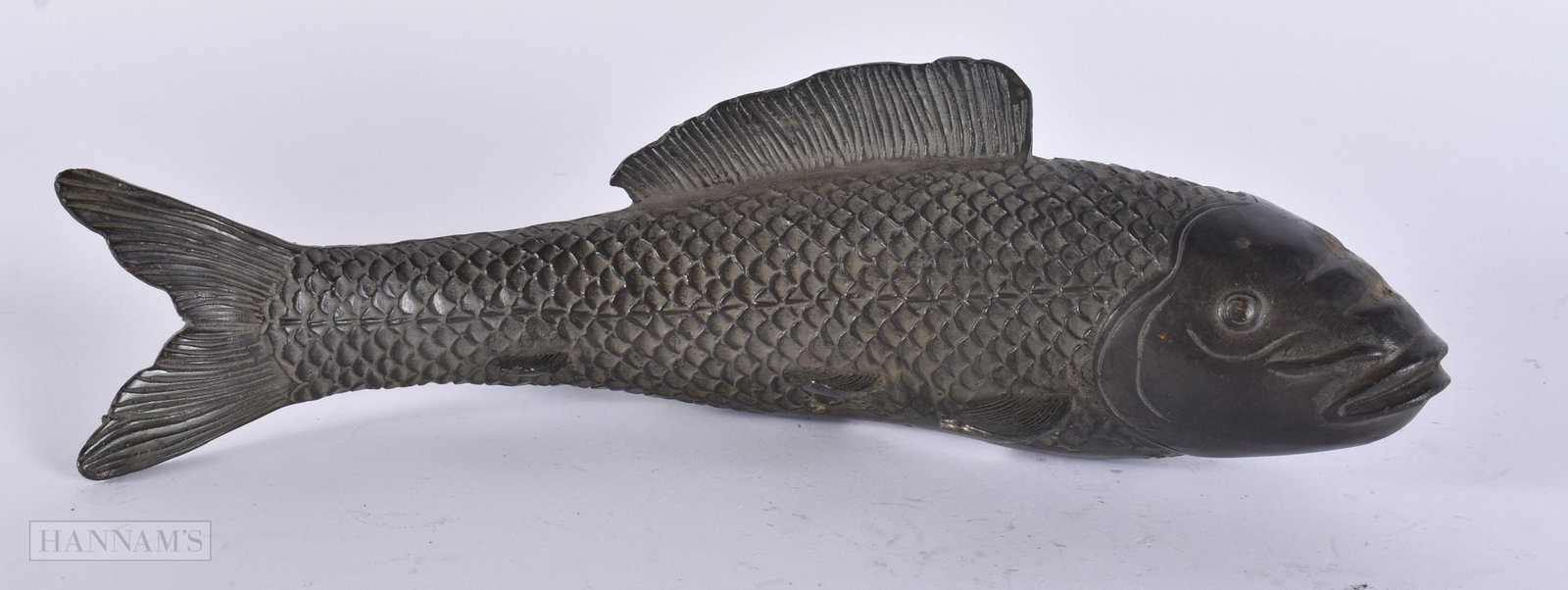A LARGE JAPANESE BRONZE FISH. 28cm long. (1 of 5)