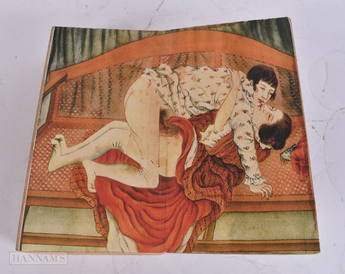 A CHINESE EROTIC BOOKLET. Each page open 24 cm x 24 cm. (1 of 7)