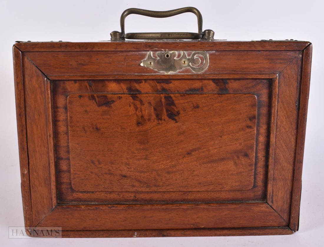 A CHINESE QING DYNASTY CARVED WOOD AND PAKTONG CABINET possibly huanghuali. 24 cm x 16 cm x 16 cm.: A CHINESE QING DYNASTY CARVED WOOD AND PAKTONG CABINET possibly huanghuali. 24 cm x 16 cm x 16 cm.