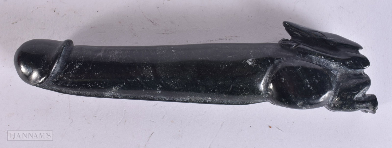 A MIDDLE EASTERN JADE PHALLUS. 20cm long. (1 of 5)