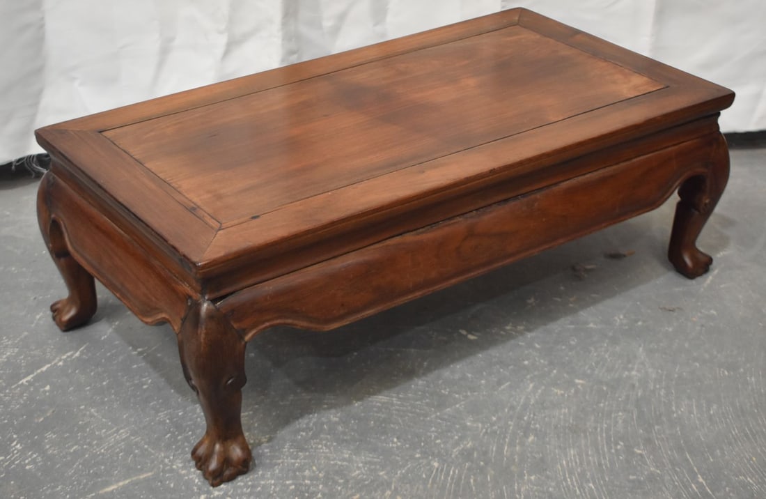 A 19TH CENTURY CHINESE CARVED HUANGHUALI WOOD KANG TABLE Qing. 76 cm x 40cm x 26cm.: A 19TH CENTURY CHINESE CARVED HUANGHUALI WOOD KANG TABLE Qing. 76 cm x 40cm x 26cm.