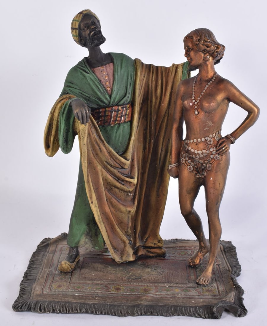 A CONTINENTAL COLD PAINTED BRONZE EROTIC GROUP. 22cm x 10 cm. (1 of 5)