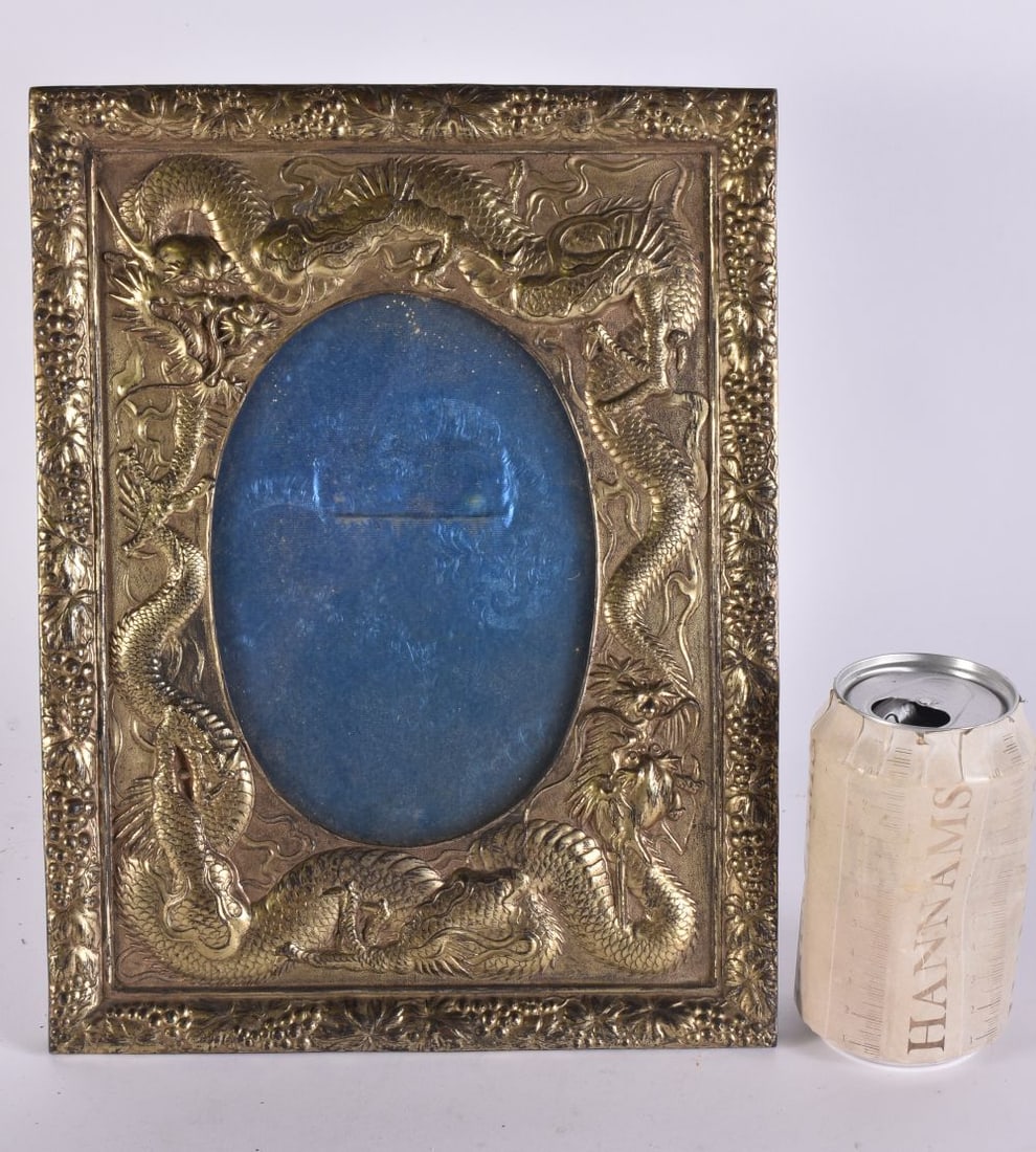 A LATE 19TH CENTURY JAPANESE MEIJI PERIOD DRAGON FRAME. 28cm x 22cm. (1 of 6)
