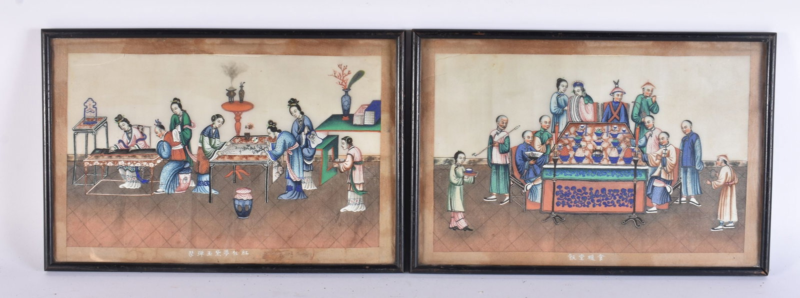 Chinese School (19th Century) Pair, Painted pith paper. 36 cm x 22cm. (1 of 11)