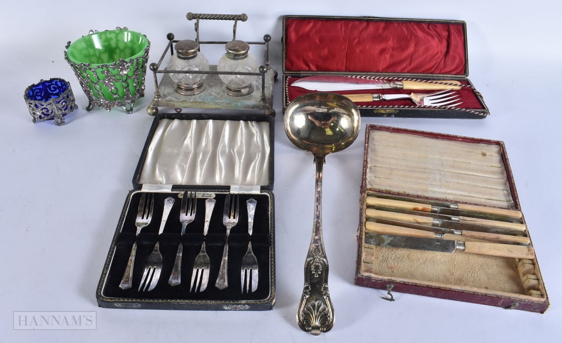 ASSORTED SILVER PLATED WHITE METAL WARES. (qty) (1 of 10)